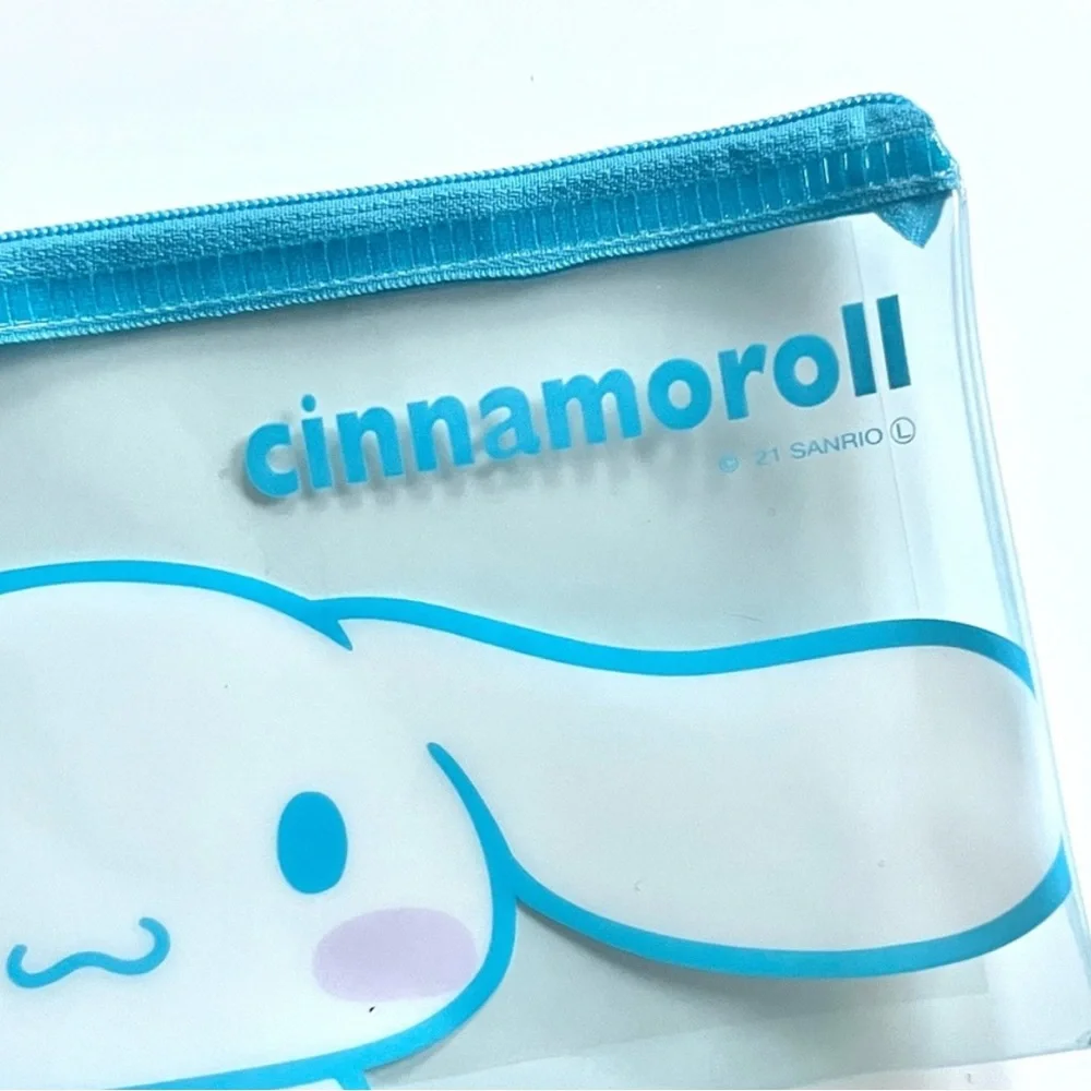 🆕 🎉 set of 2 clear zipper Sanrio pouches featuring Cinnamoroll & Bad Badtz-Maru